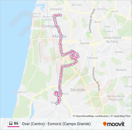 86 Bus Line Map
