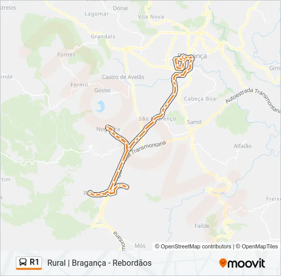 R1 Bus Line Map