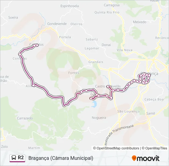 R2 Bus Line Map