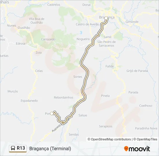 R13 Bus Line Map