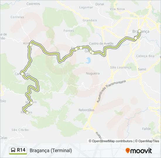 R14 Bus Line Map