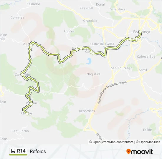 R14 Bus Line Map
