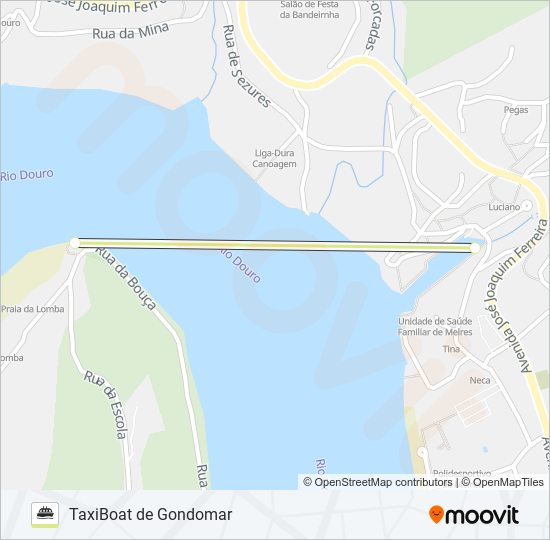 Mapa da linha do ferry TAXIBOAT.