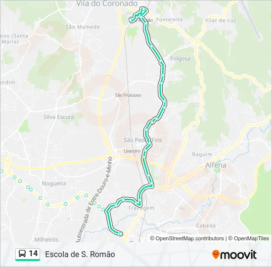 14 Bus Line Map