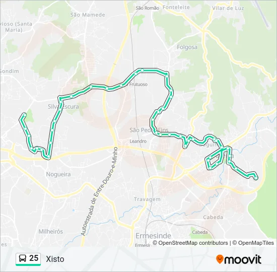 25 Bus Line Map