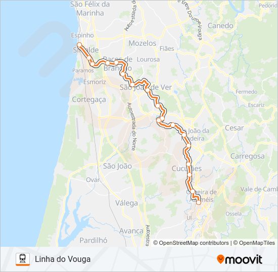 Mapa da linha do  L. VOUGA.