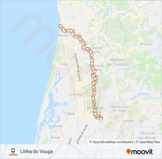 Mapa da linha do  L. VOUGA.