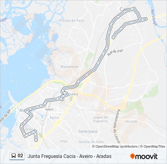 Mapa da linha do autocarro 02.