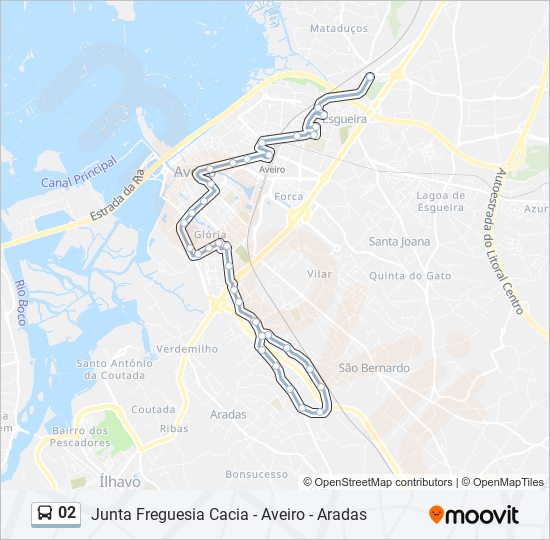 Mapa da linha do autocarro 02.