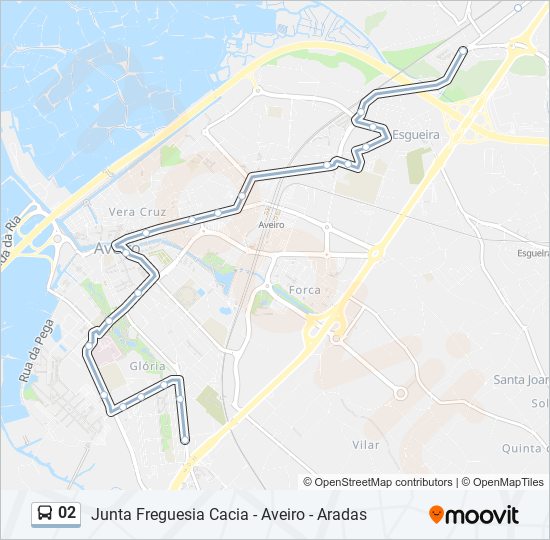 Mapa da linha do autocarro 02.