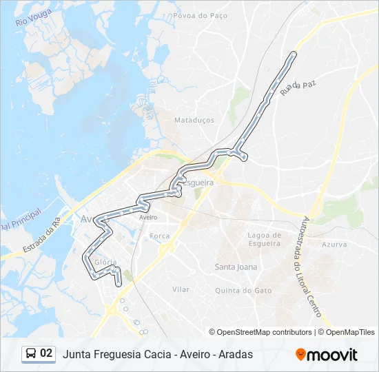 Mapa da linha do autocarro 02.