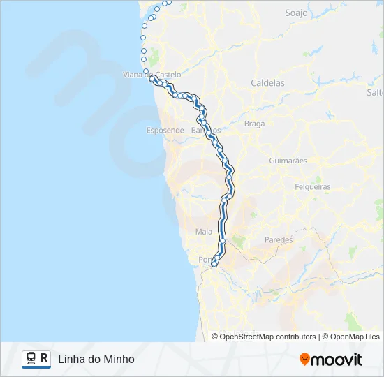 Mapa da linha do comboio R.