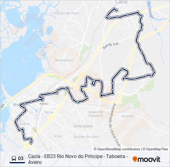 Mapa da linha do autocarro 03.