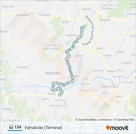134 Bus Line Map