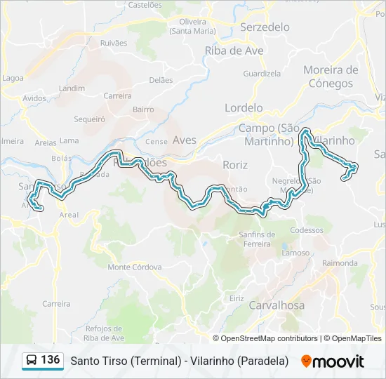 136 Bus Line Map