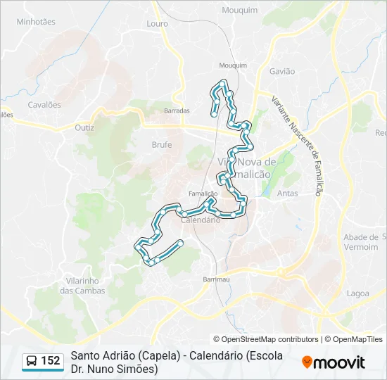 152 Bus Line Map
