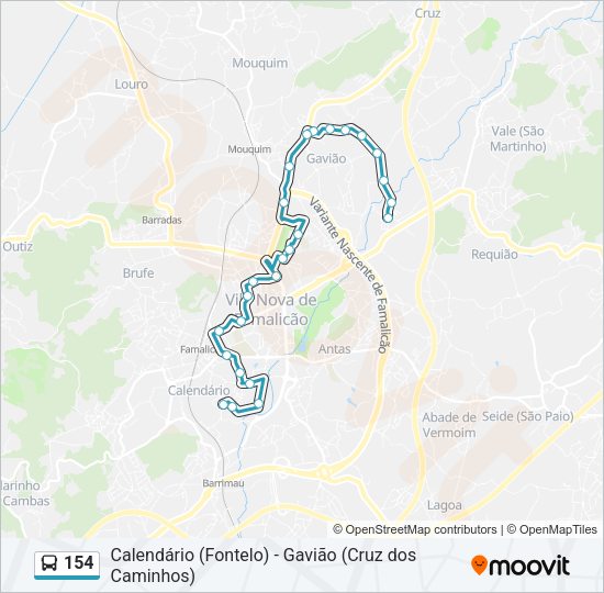 154 Bus Line Map