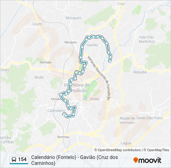 154 Bus Line Map