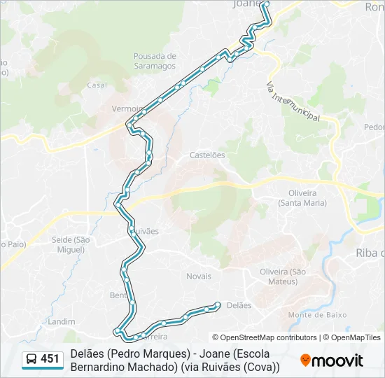 451 Bus Line Map