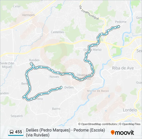 455 Bus Line Map