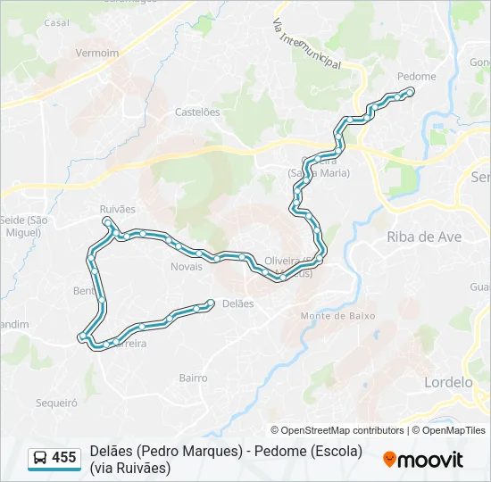455 Bus Line Map