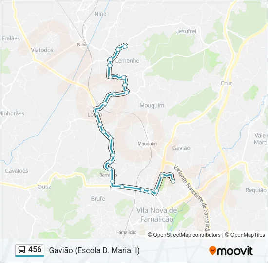 456 Bus Line Map