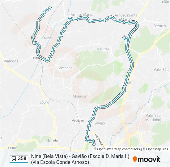 358 Bus Line Map