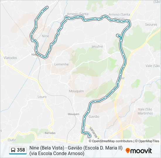 358 Bus Line Map