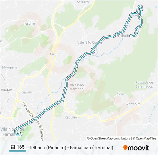 165 Bus Line Map