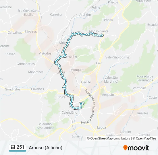251 Bus Line Map