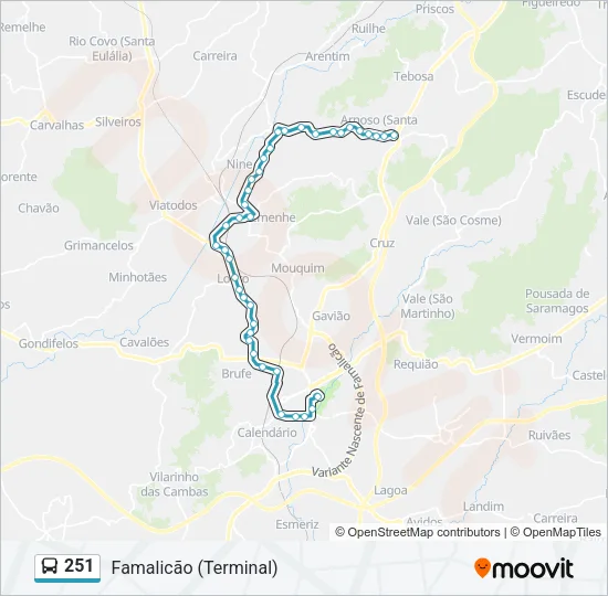 251 Bus Line Map