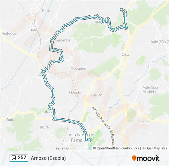 257 Bus Line Map