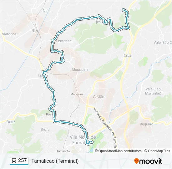 257 Bus Line Map