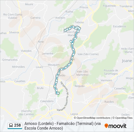 258 Bus Line Map