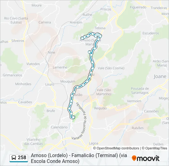 258 Bus Line Map