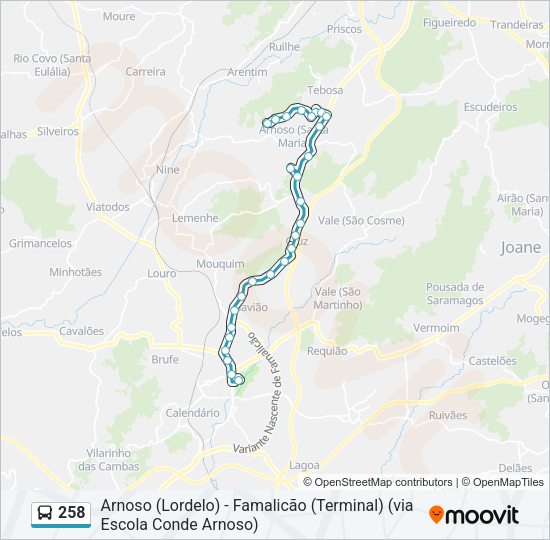 258 Bus Line Map