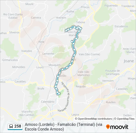 258 Bus Line Map