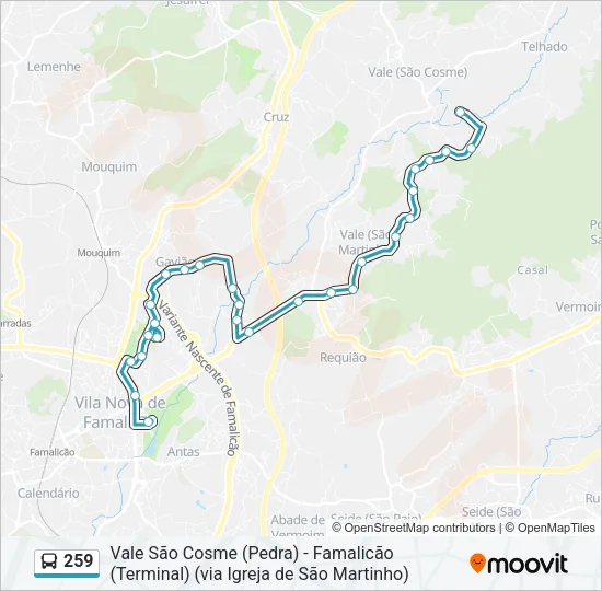 259 Bus Line Map