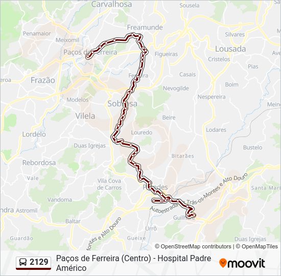 2129 Percursos: Horários, paragens e mapas - Paços de Ferreira (Centro ...
