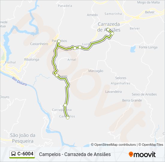 Mapa da linha do autocarro C-6004.