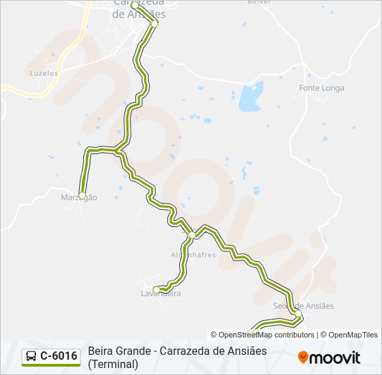 Mapa da linha do autocarro C-6016.