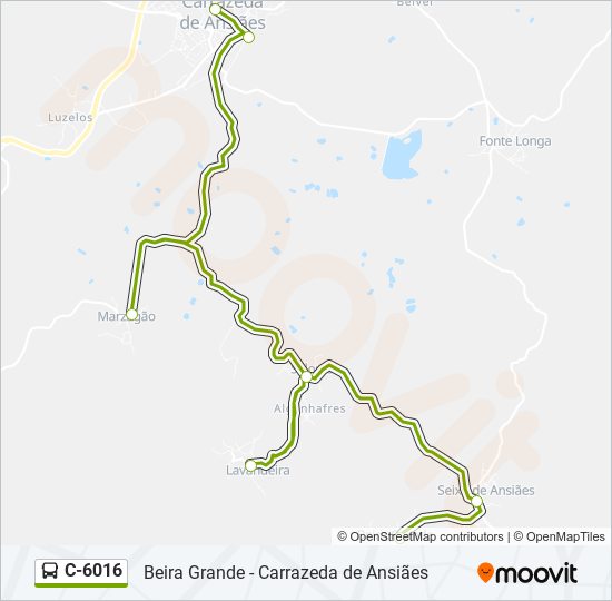 Mapa da linha do autocarro C-6016.