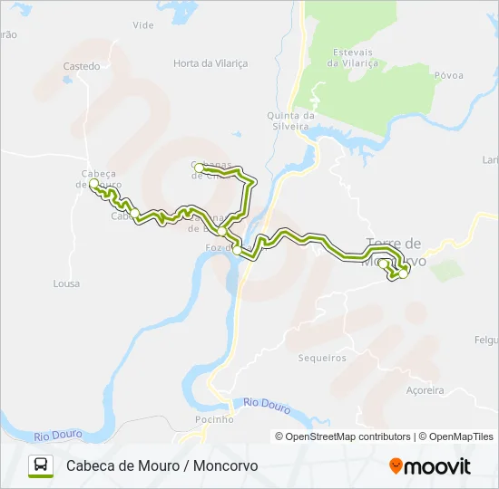Mapa da linha do autocarro C-MONCORVO7.