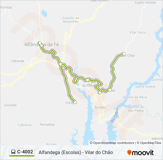 Mapa da linha do autocarro C-4002.