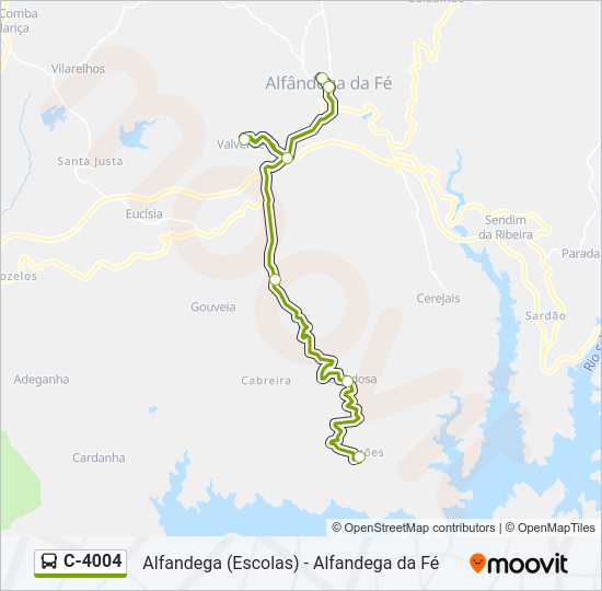 Mapa da linha do autocarro C-4004.