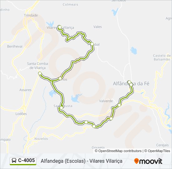 Mapa da linha do autocarro C-4005.