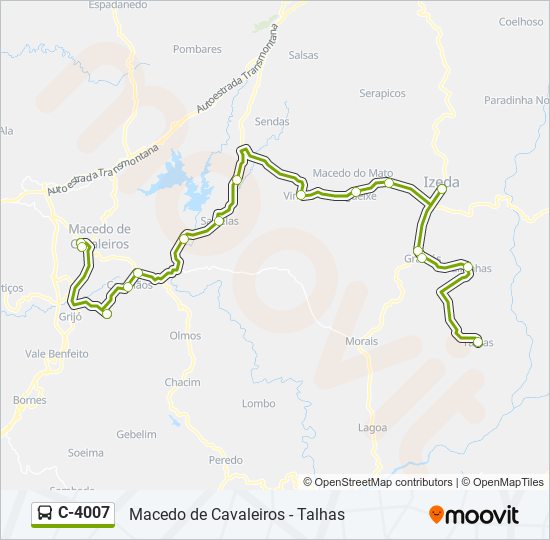 Mapa da linha do autocarro C-4007.