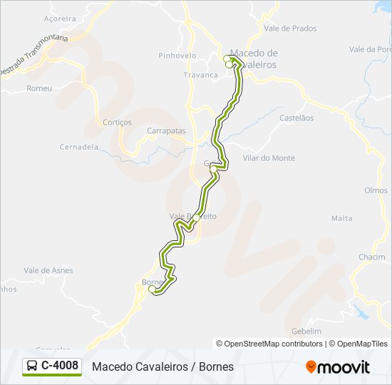 Mapa da linha do autocarro C-4008.