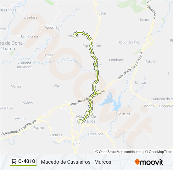 Mapa da linha do autocarro C-4010.