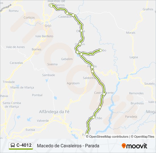 Mapa da linha do autocarro C-4012.